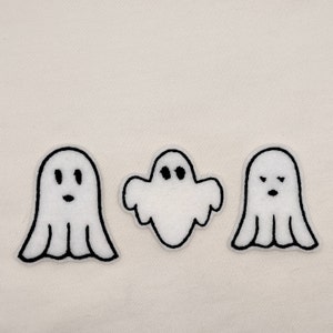 Ghosts - Spectres - Halloween - Patch - Embroidered Patch - Embroidery - Black & White - Felt Patch - Iron On - Trick or Treat - Spooky