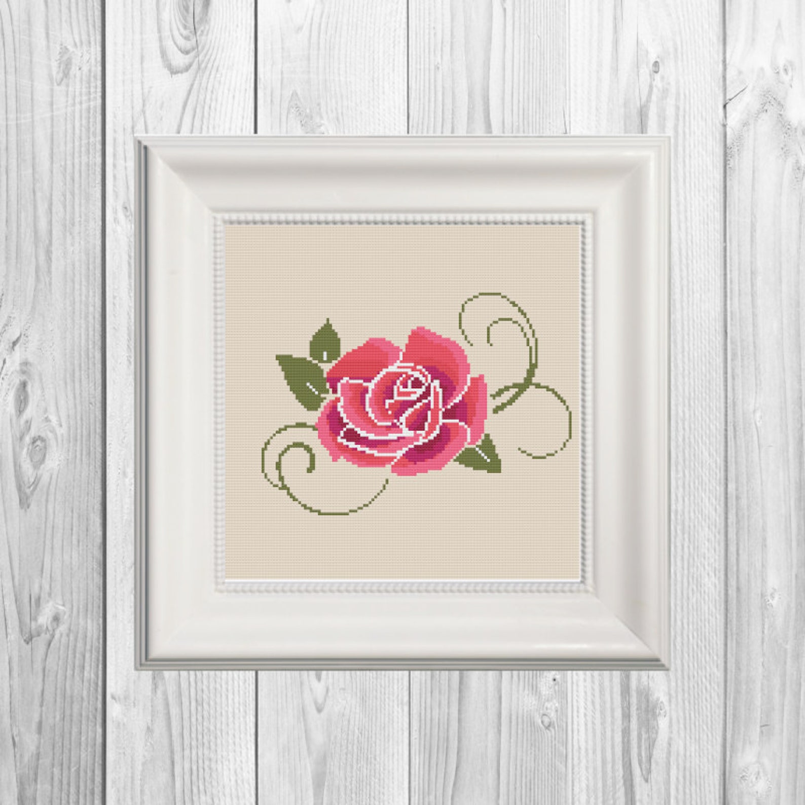 Rose Cross Stitch Pattern Counted Cross Stitch Chart Floral - Etsy