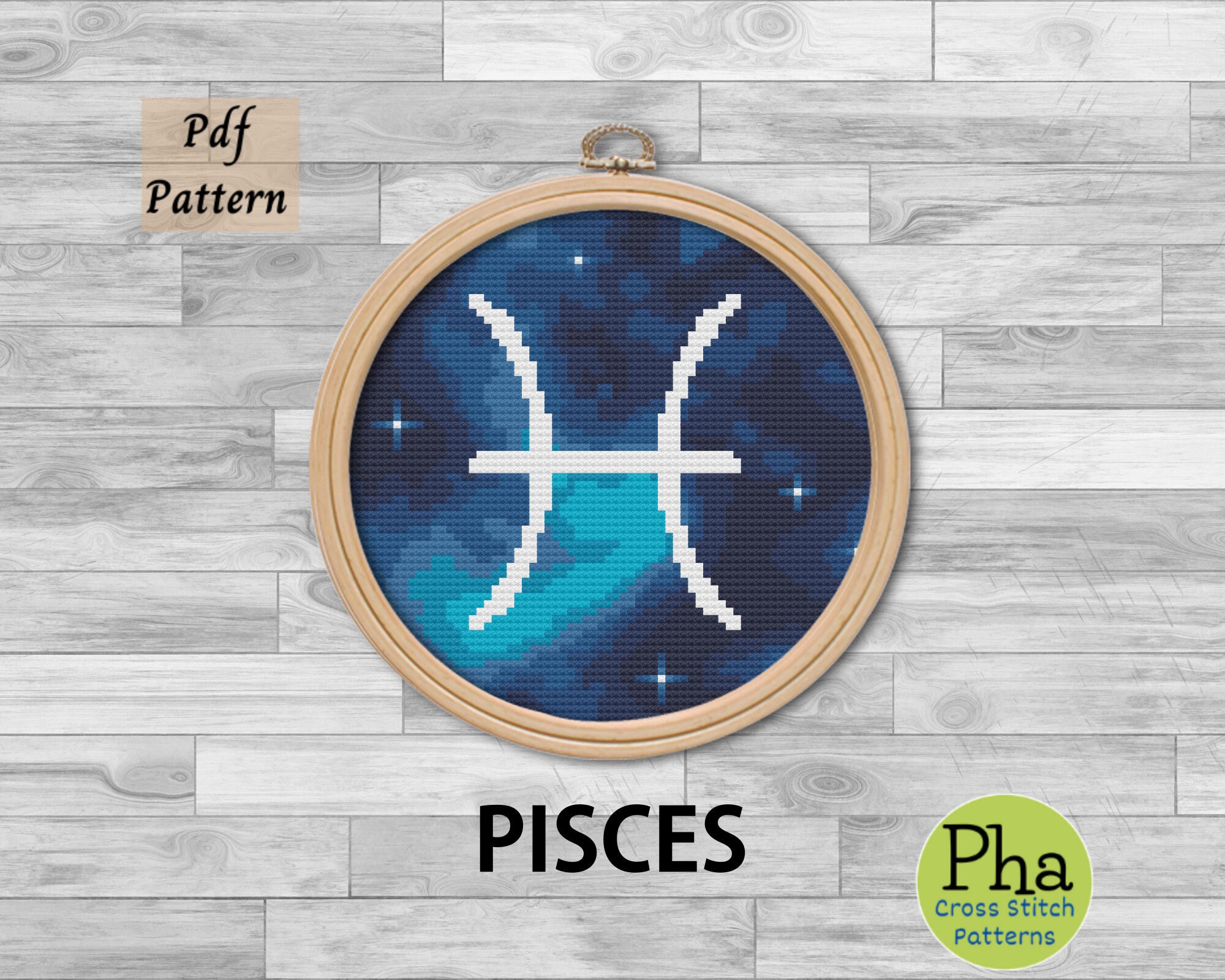 Pisces Cross Stitch Pattern, Two Fish Horoscope Chart, Pisces Symbol