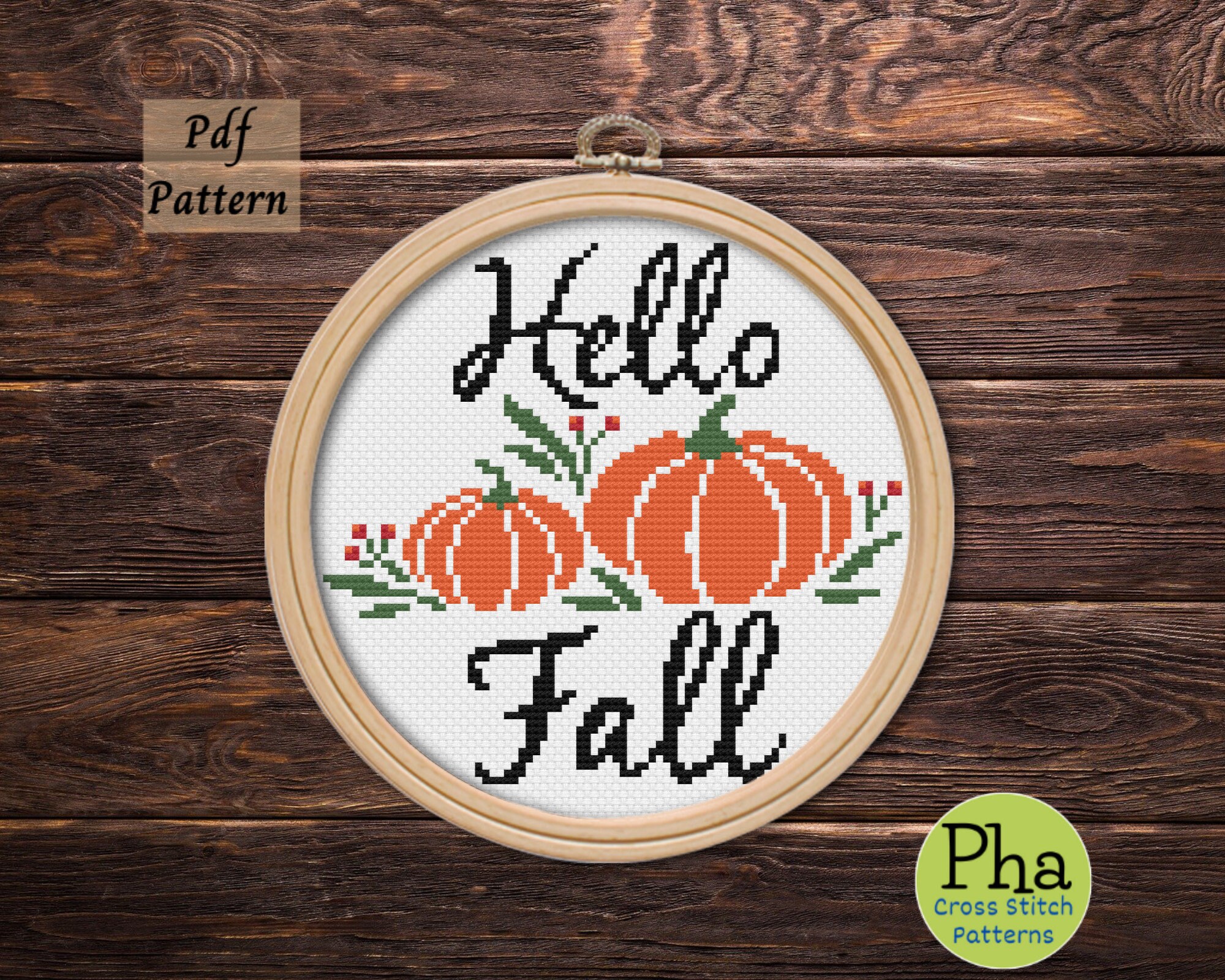 Hello Fall Cross Stitch Pattern, Easy Cross Stitch, Autumn Cross Stitch ...