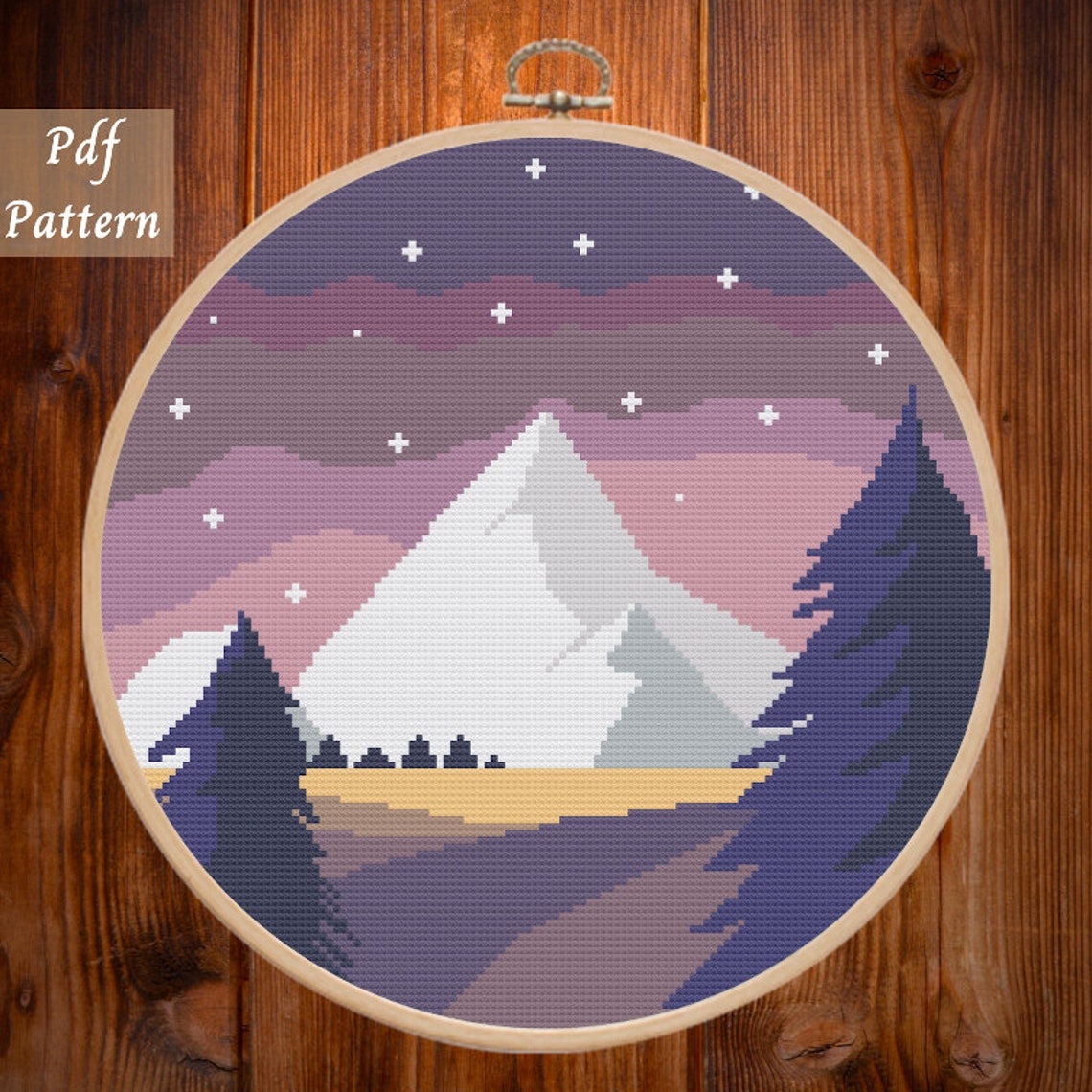 Cross Stitch Pattern Winter Mountains Landscape Counted Cross - Etsy