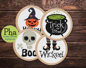 Skeleton Trick-or-treater Cross Stitch Pattern PDF | Easy Halloween ...