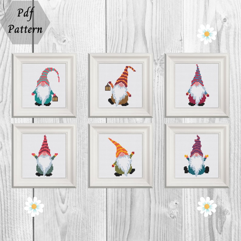 Cross Stitch Pattern Christmas Gnomes 4 Inch Counted Cross Stitch Chart