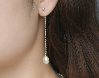 Pearl Drop Earrings / Pearl Earrings / Pearl Dangle Earrings / Long Pearl Drop Earrings / Silver Earrings / Bridal Earrings / Bridesmaid