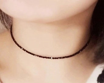 Black Thin Choker, Skinny Black Choker Necklace, Black Bead Choker, Simple Black Chokers, Dainty Black Choker, Think Black Chokers Women's