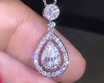 Liara Tear Drop Jeweled Necklace with Cubic Zirconia Polished and Nickel Free Liara Tear Drop Jeweled Necklace with Cubic Zirconia Polished and Nickel Free
