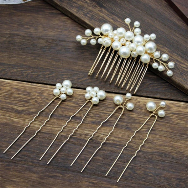 Pearl hair comb wedding pearl hair pins Bridal hair pins pearl bridal headpiece wedding pearl Bridal hair piece pearl bridesmaids hair piece