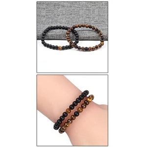 Beaded Bracelets Black And Brown Matching Pair Long Distance For Friendships relationships couples His Hers, Natural Stone, stocking stuffer image 4