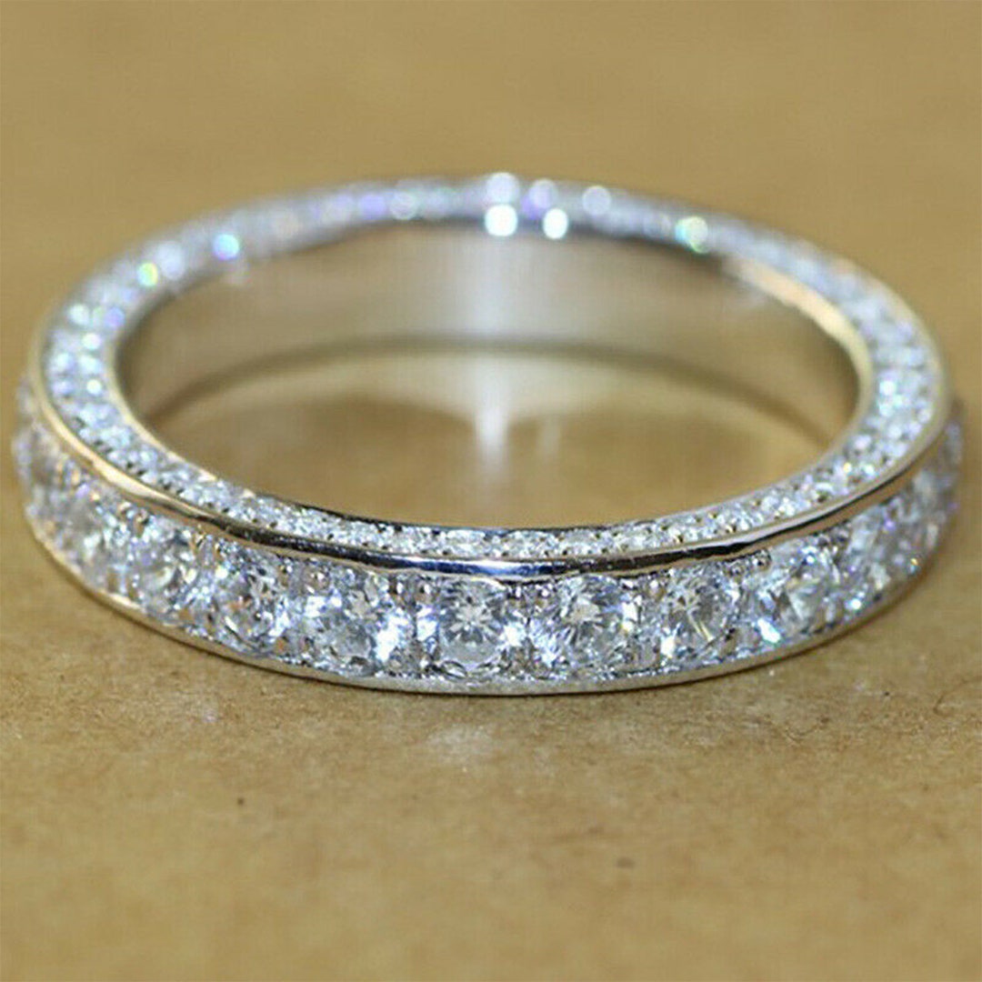 Eternity Ring Band Full Eternity Ring Wedding Band Engagement Wide Diamond Cz Ring Statement