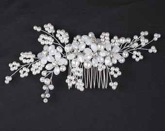 Pearl Bridal Hair Comb - Wedding Hair Accessory - Silver Bridal Hair Piece Bridal Hair Comb Wedding Hair Accessories Bridal Hair hairpiece