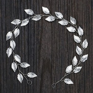 Silver Hair Vine, Leaf Hair Vine, Bridal Headpiece, Wedding Hair Accessory, Bridal Wreath, Boho Hair Crown, Silver Bridal Hair vine