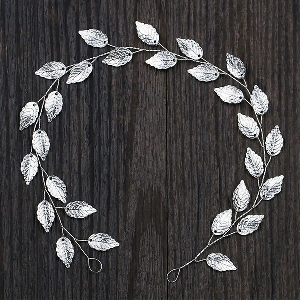 Silver Hair Vine, Leaf Hair Vine, Bridal Headpiece, Wedding Hair Accessory, Bridal Wreath, Boho Hair Crown, Silver Bridal Hair vine