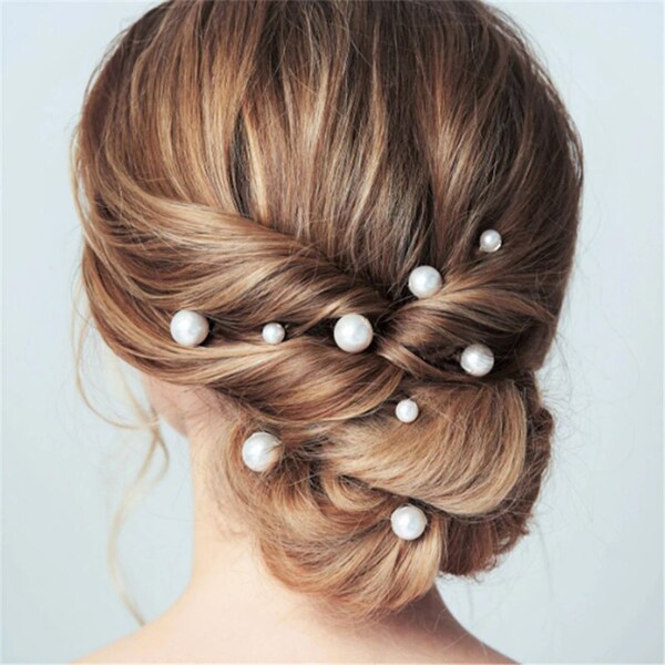 Pearl Hair Pins, Mix Size Silver Gold - Pearl Bridal Hair Piece Gold Silver Large Pearl Hair Pin Wedding Hair Pins Bridesmaid Hair Pins