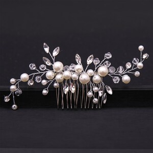 Bridal Silver Crystal Rhinestone Pearl Jewel Droplet Wedding Hair Comb / Hair Accessory / Hair Pin / Wedding Hair Accessories image 6