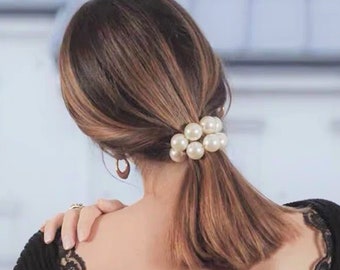 Big Bowknot Scrunchies With Pearl Print Flower Hair Ties Hair Hair Accessories 