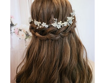 Bridal hair piece Bridal Hair Vine Bridal Hair Accessories Wedding Hair Accessories Pearl Silver Wedding hair piece Floral Hair Crown Wreath