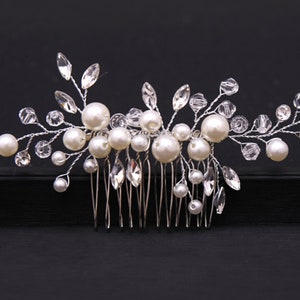 Bridal Silver Crystal Rhinestone Pearl Jewel Droplet Wedding Hair Comb / Hair Accessory / Hair Pin / Wedding Hair Accessories image 5