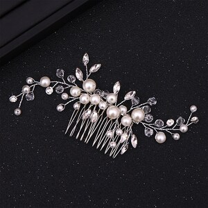 Bridal Silver Crystal Rhinestone Pearl Jewel Droplet Wedding Hair Comb / Hair Accessory / Hair Pin / Wedding Hair Accessories image 7