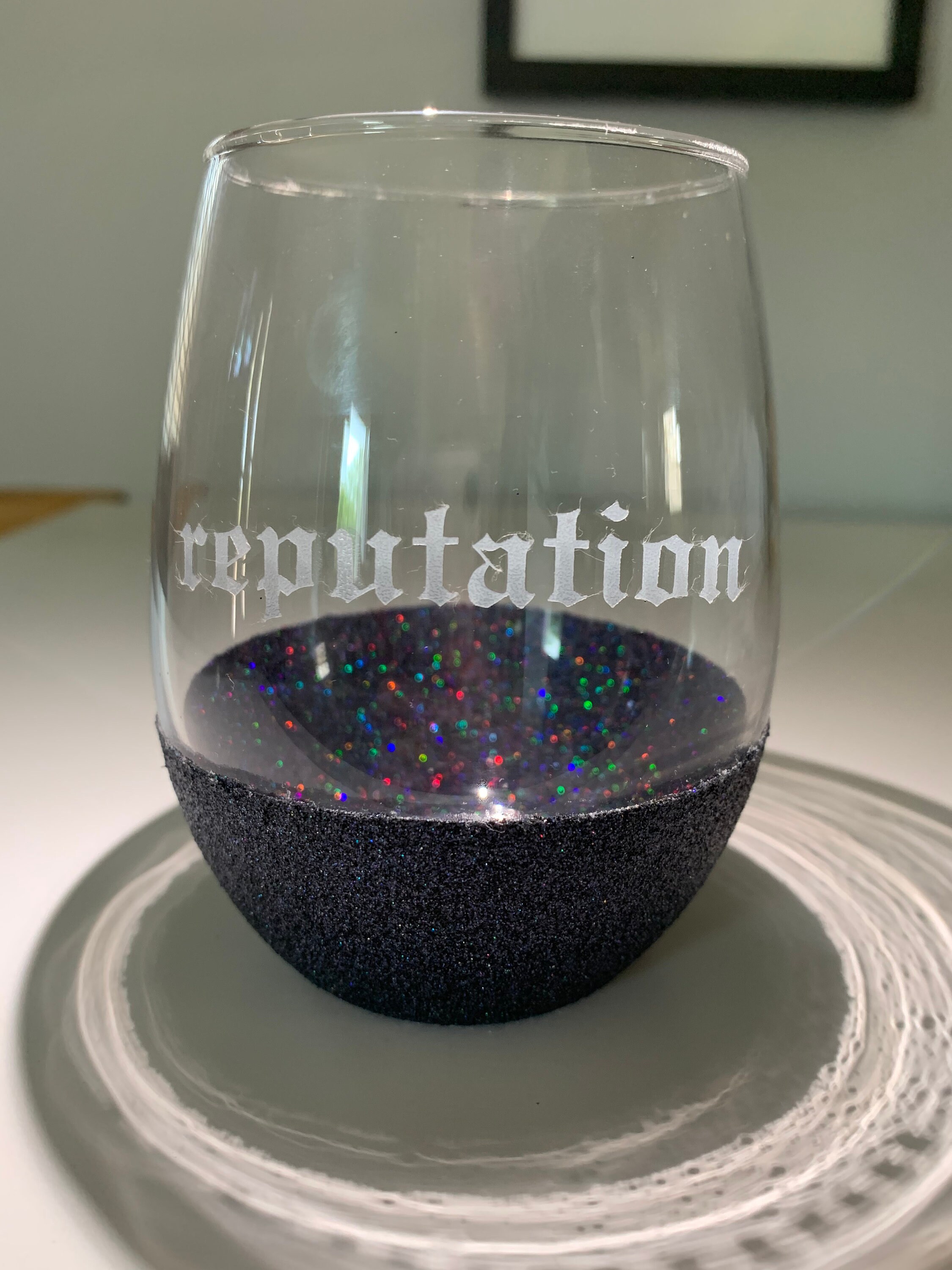 Taylor Swift Album Glitter Bottom Stemless Wine Glass Etsy