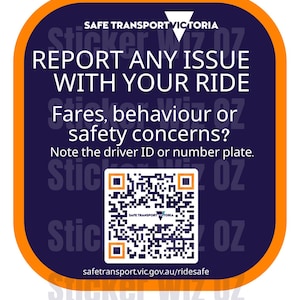 Taxi & Rideshare CPV QR Code Sticker – Heavy-Duty, Ready to Apply (Victoria)