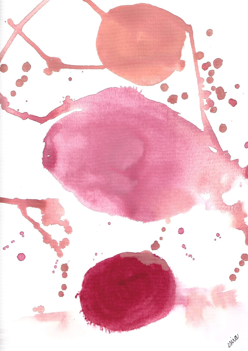 Pink Abstract Watercolor Art Print Etsy