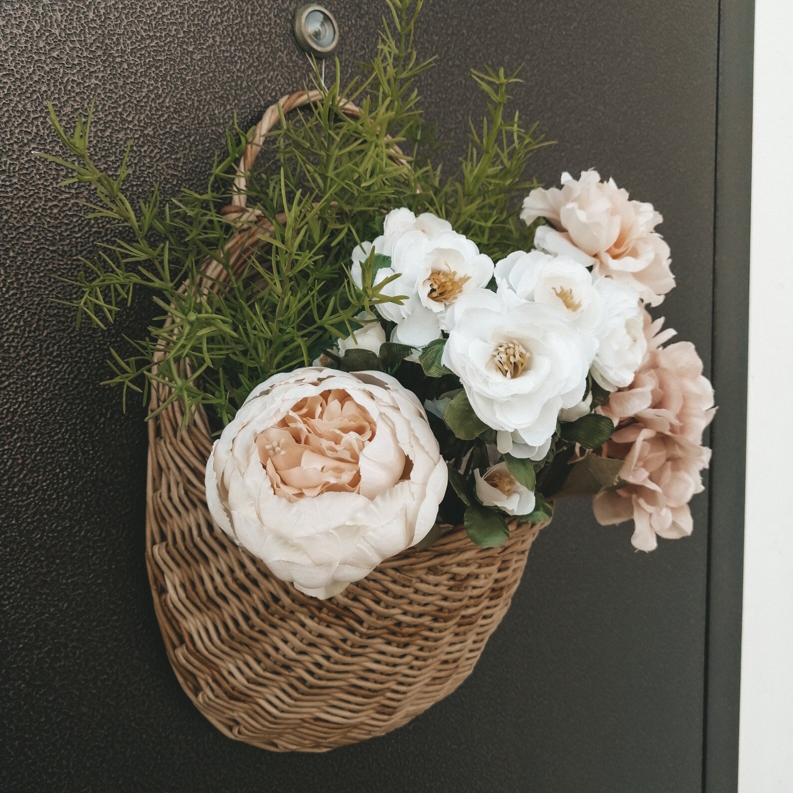 Hanging basket outdoor live door basket front door decor Etsy