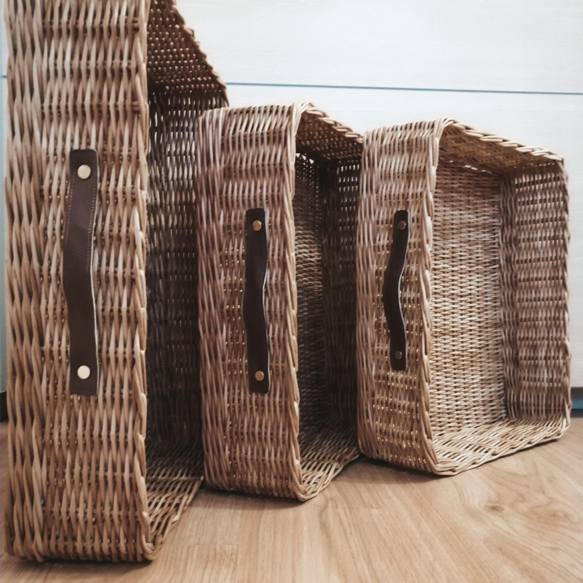 Set cestas rectangulares de mimbre regalo de bienvenida cesta | Etsy