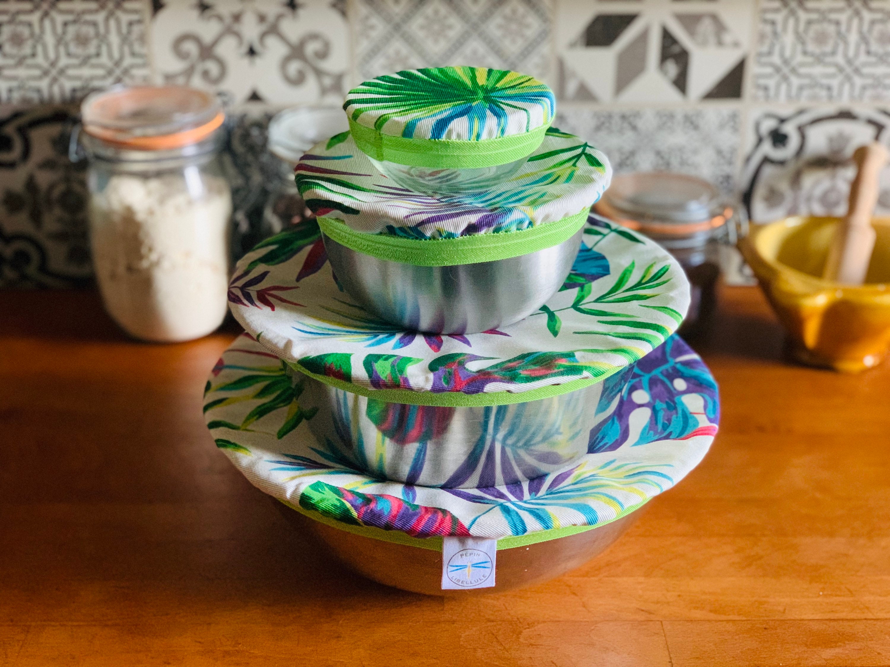 Ensemble de Charlottes Alimentaires X4 | Xs, S, M, L/Couvre Plats Zéro Déchet Eco Responsable Lavabl