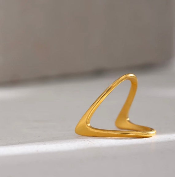 Real Gold Plated Geometric Ring. Waterproof Ring. - Etsy