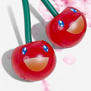 Happy Cherry Bag Charm . Flower bag charm. Car keychain. Cherry bag charm.