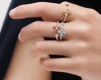 Adjustable Multi-Colored Flower Ring Set: Stackable Blossom Rings