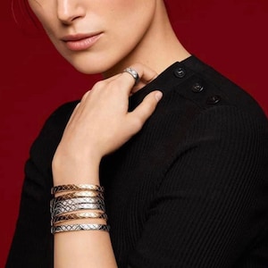 Real gold plated quilted bracelet. Open cuff bracelet. Stackable thin bracelet cuff.