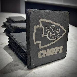 Set of 4 Kansis City Chiefs high quality slate coasters