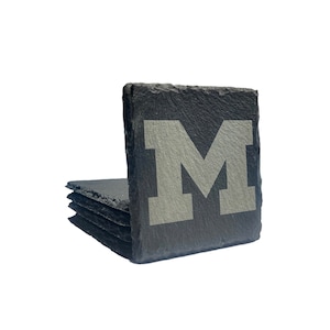 Set of 4 Michigan University high quality slate coasters Michigan M