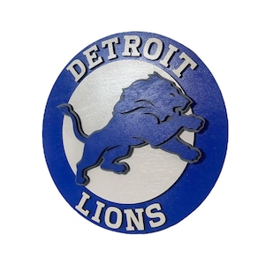 Handmade Detroit Lions Round sign 12”