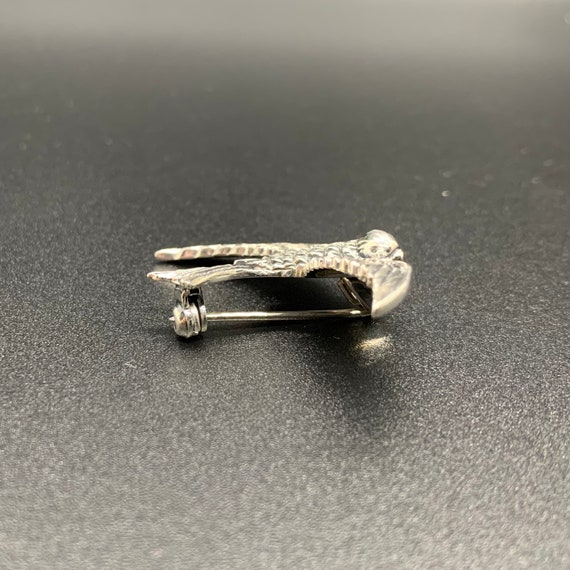 Beautiful Vintage Solid Silver Swallow Brooch wit… - image 2