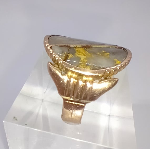 Rare Victorian period antique 9ct gold ring set w… - image 6