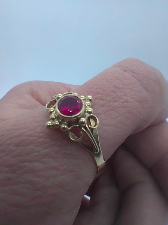 A vintage Danish 14ct gold and pink topaz dress r… - image 3