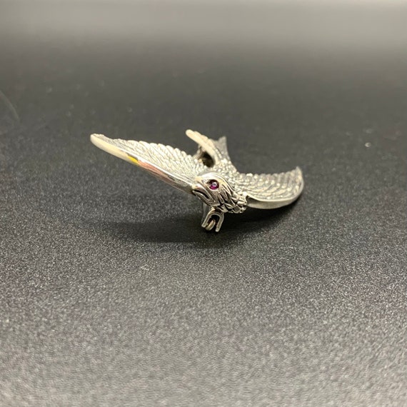 Beautiful Vintage Solid Silver Swallow Brooch wit… - image 5