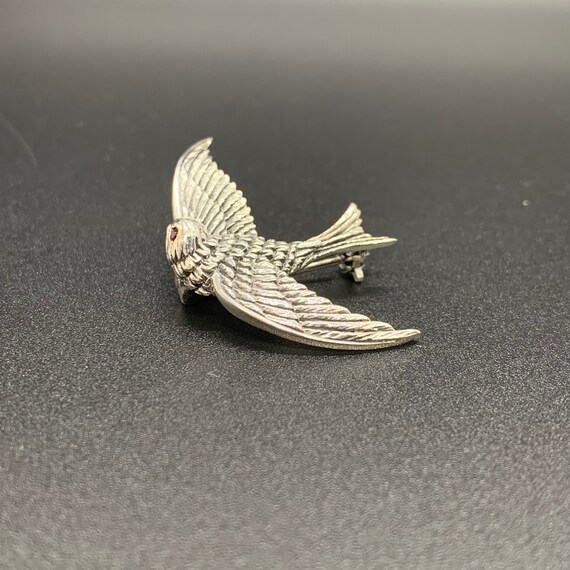 Beautiful Vintage Solid Silver Swallow Brooch wit… - image 4