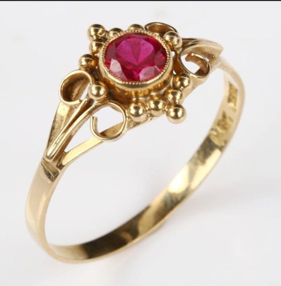 A vintage Danish 14ct gold and pink topaz dress r… - image 2