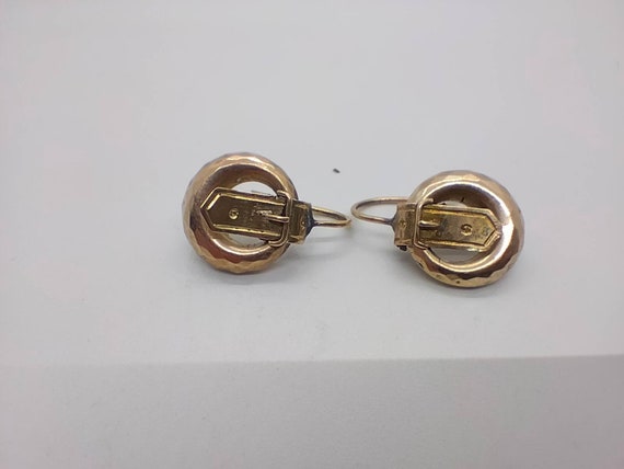 Periodo Antico Vittoriano Con Gancio A Cerchio Con Fibbia Orecchini / Pendenti Per Le Orecchie In Oro 9 Carati - Italia