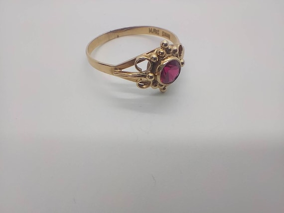 A vintage Danish 14ct gold and pink topaz dress r… - image 8