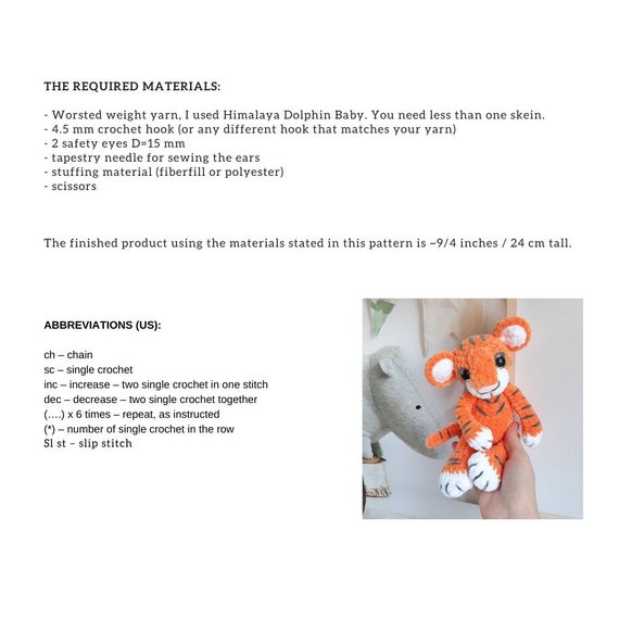 lion Crochet PATTERN tiger Amigurumi tutorial PDF in English