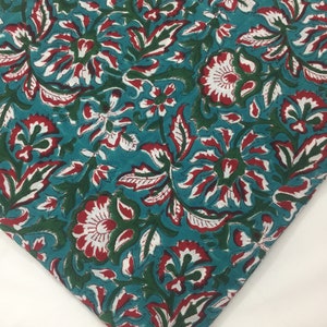 Tessuto di cotone indiano fatto a mano, tagliato su misura, tessuto stampato a mano, tessuto morbido e traspirante per abiti, tessuto ecologico, 100% cotone