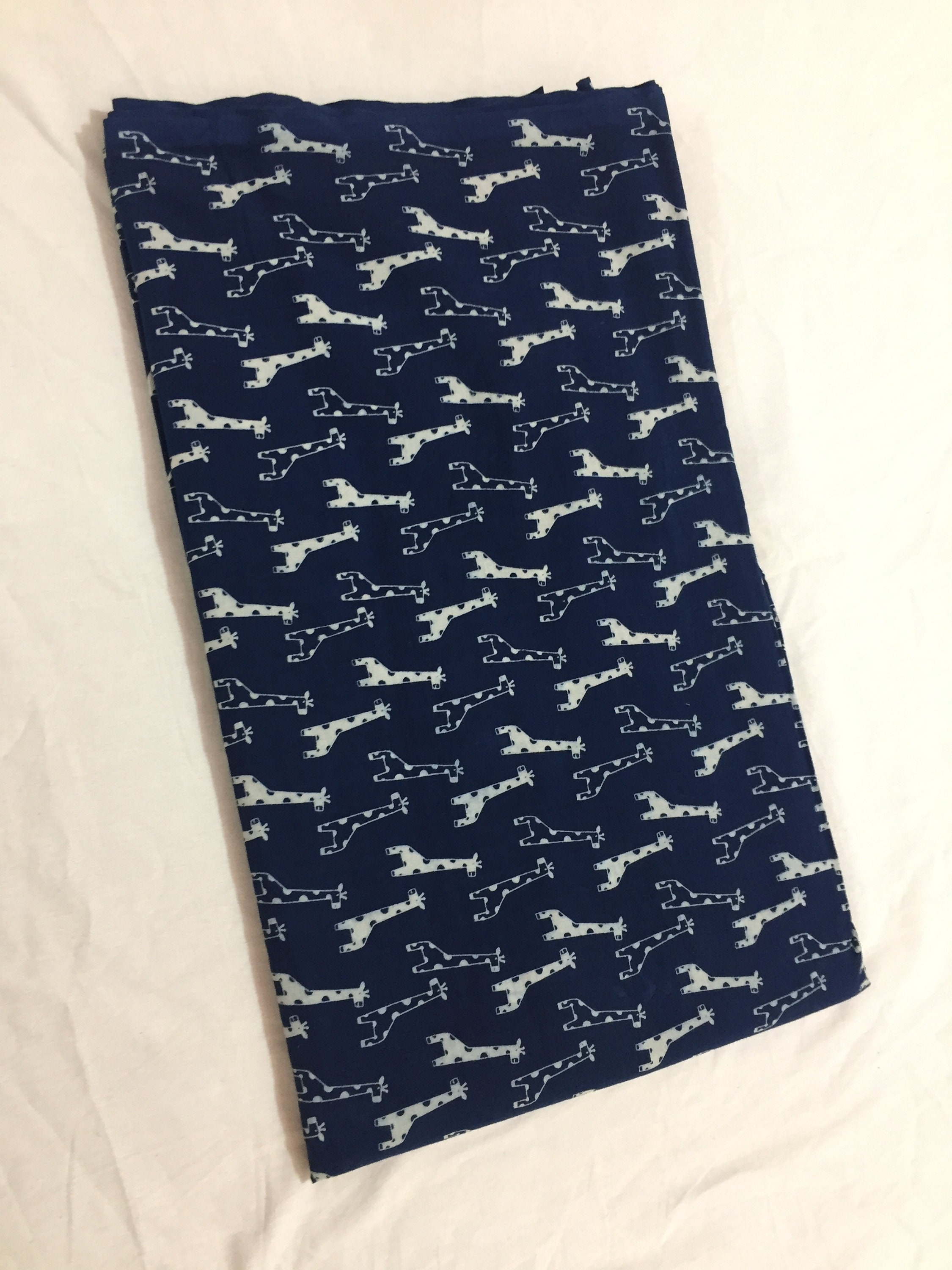Giraffe Print Cotton Fabric Indigo Blue Hand Block Print 100% - Etsy