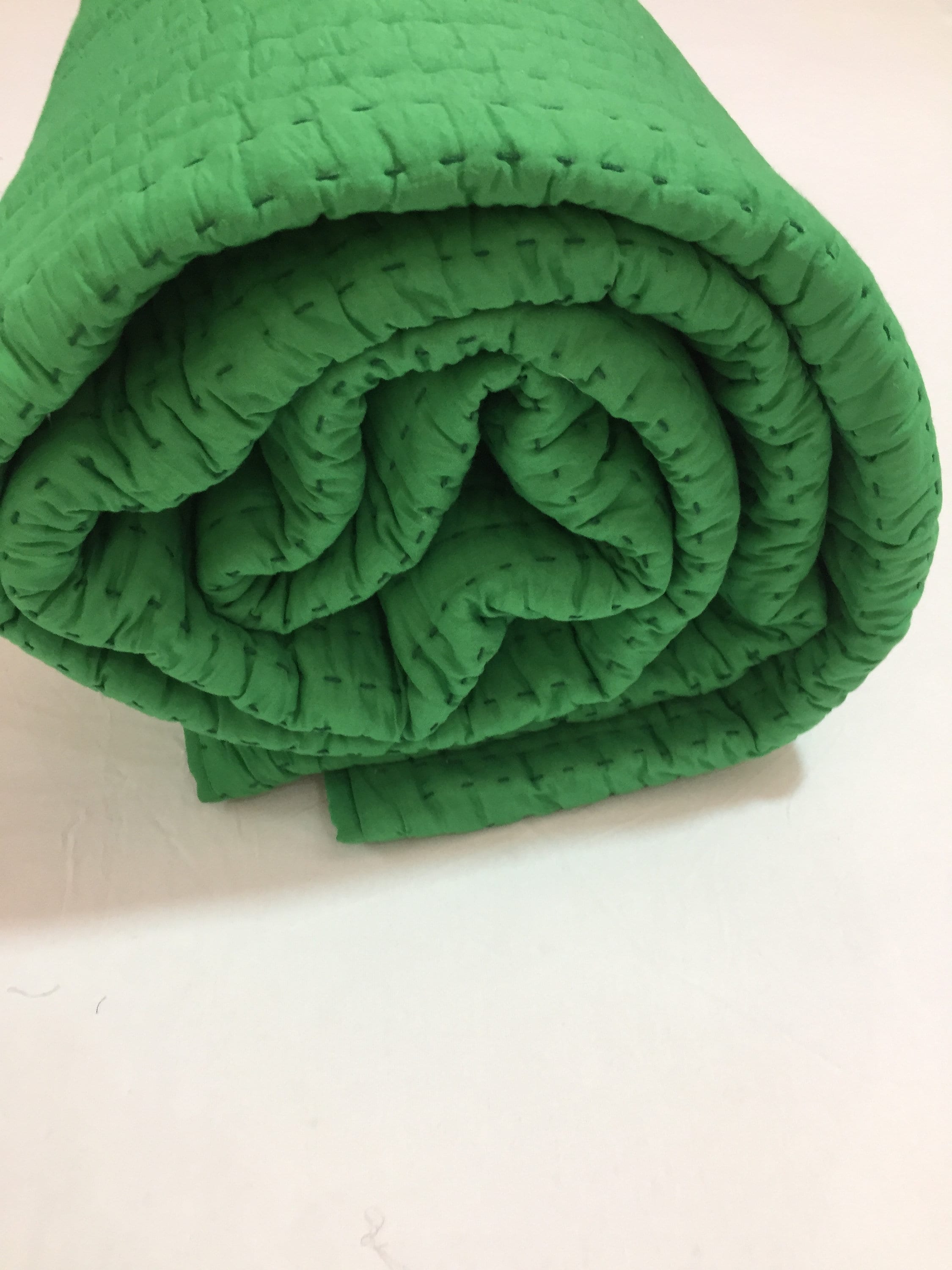 Solid Green Kantha Quilt Handmade Throw Kantha AC Blanket Etsy