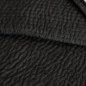 Solid Black Kantha Quilt, Handmade Cotton Bedspread, Hand-Stitched Minimalist Throw, Light-Weight Blanket, Bohemian Bedding.