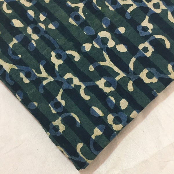 Floral Natural Vegetable Dye Fabric, Dress Making Soft  Block Printed Mud Resist Running Fabric, Jaipuri Print Fabric , 1 to10 Yard RAJ#211