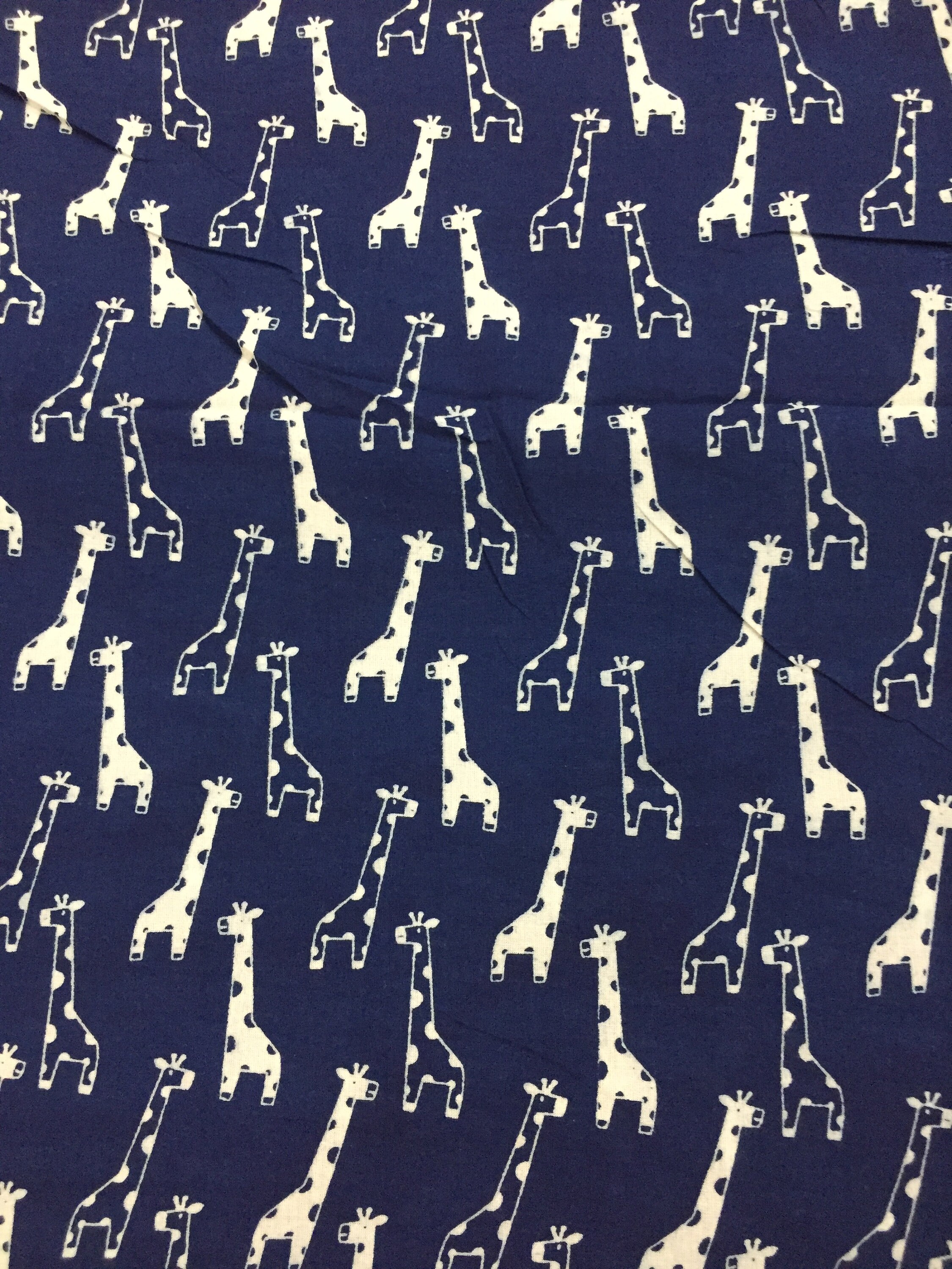 Giraffe Animal Print Cotton Fabric Indigo Blue Hand Block Etsy